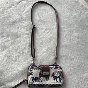 UNIONBAY Brown‎ and Cream Crossbody Bag with Intricate Pattern